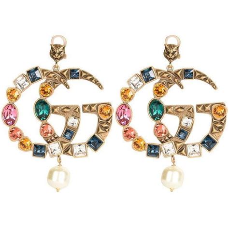 gucci pearl hoop earrings|Gucci multi stone earrings.